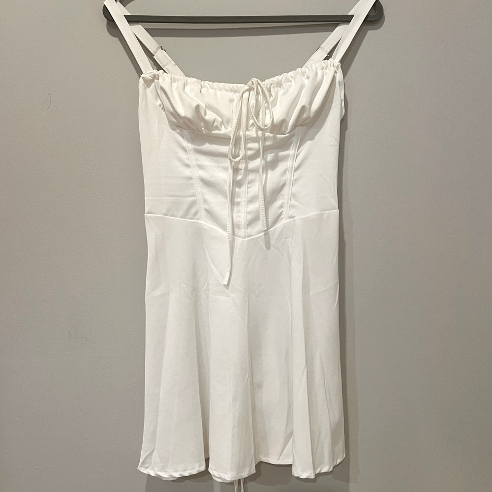 Skater dress style with corset back and front tie detail